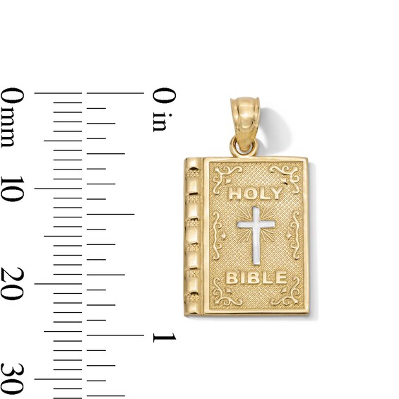 10K Gold Holy Bible Two-Tone Necklace Charm
