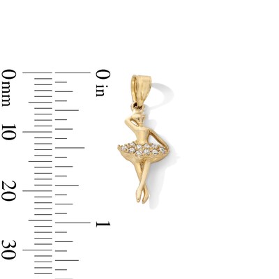 10K Gold CZ Ballerina Necklace Charm