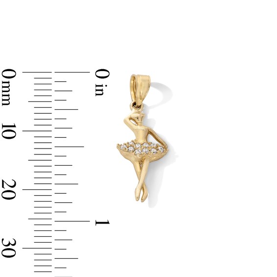 10K Gold CZ Ballerina Necklace Charm