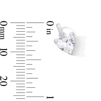 Sterling Silver CZ Heart Stone Necklace Charm