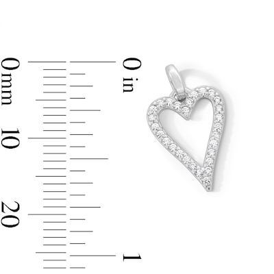 Sterling Silver CZ Heart Outline Necklace Charm