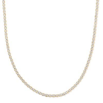 10K Solid Gold Pavé Mariner Two-Tone Chain - 18"