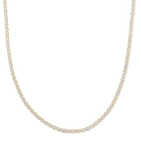 10K Solid Gold Pavé Mariner Two-Tone Chain - 18"
