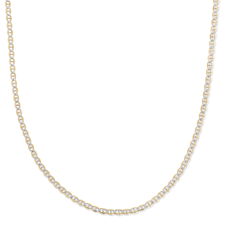 10K Solid Gold Pavé Mariner Two-Tone Chain - 18"