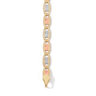 10K Solid Gold Diamond-Cut Valentino Tri-Color Chain Bracelet - 7"