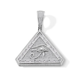 Sterling Silver CZ Eye of Horus Medallion Necklace Charm