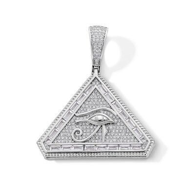 Sterling Silver CZ Eye of Horus Medallion Necklace Charm