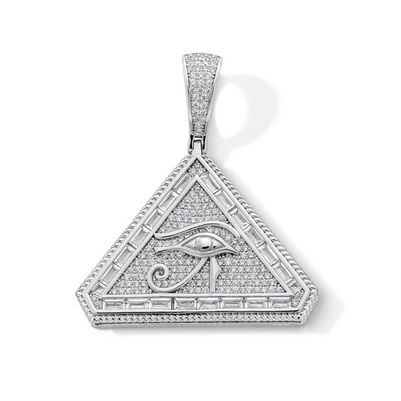 Sterling Silver CZ Eye of Horus Medallion Necklace Charm
