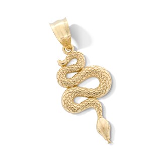 10K Gold Texture Snake Necklace Charm