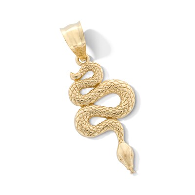 10K Gold Texture Snake Necklace Charm