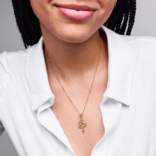 10K Gold Texture Snake Necklace Charm