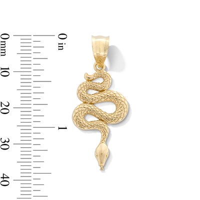 10K Gold Texture Snake Necklace Charm