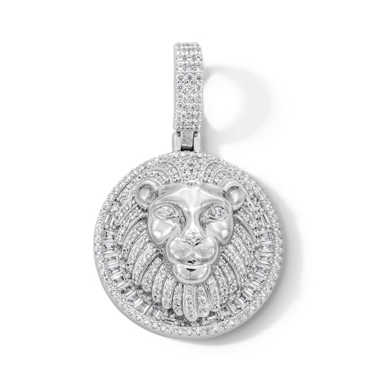 Sterling Silver CZ Lion Head Medallion Necklace Charm