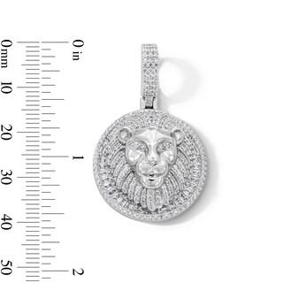 Sterling Silver CZ Lion Head Medallion Necklace Charm