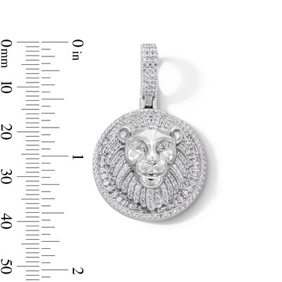 Sterling Silver CZ Lion Head Medallion Necklace Charm