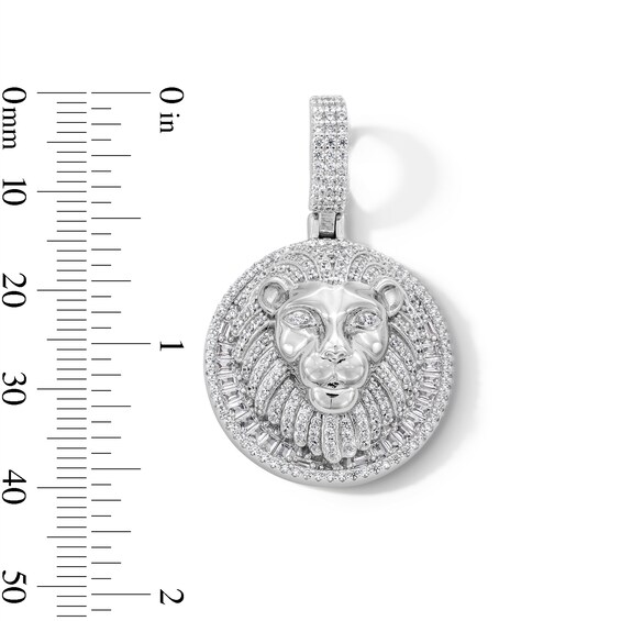 Sterling Silver CZ Lion Head Medallion Necklace Charm