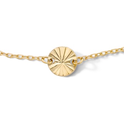 10K Solid Gold Diamond-Cut Circle Cable Chain Anklet - 10"