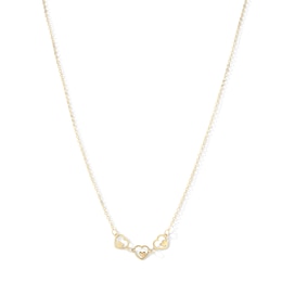 Child's 10K Solid Gold Heart-in-Heart Trio Pendant - 15"