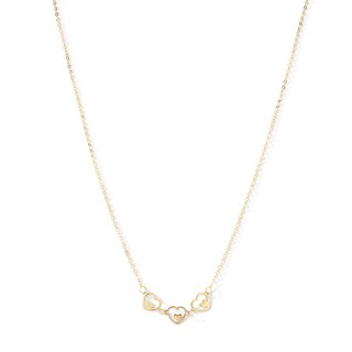 Child's 10K Solid Gold Heart-in-Heart Trio Necklace - 15"