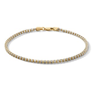 10K Solid Gold Pavé Bismark Two-Tone Chain Bracelet - 7"