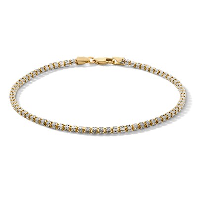 10K Solid Gold Pavé Bismark Two-Tone Chain Bracelet - 7"
