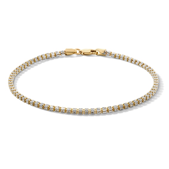 10K Solid Gold Pavé Bismark Two-Tone Chain Bracelet - 7"