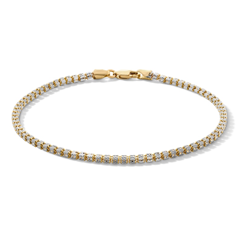 10K Solid Gold Pavé Bismark Two-Tone Chain Bracelet - 7"