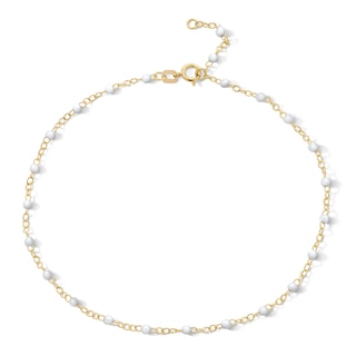 10K Solid Gold Enamel Chain Anklet