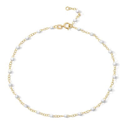 10K Solid Gold Enamel Chain Anklet