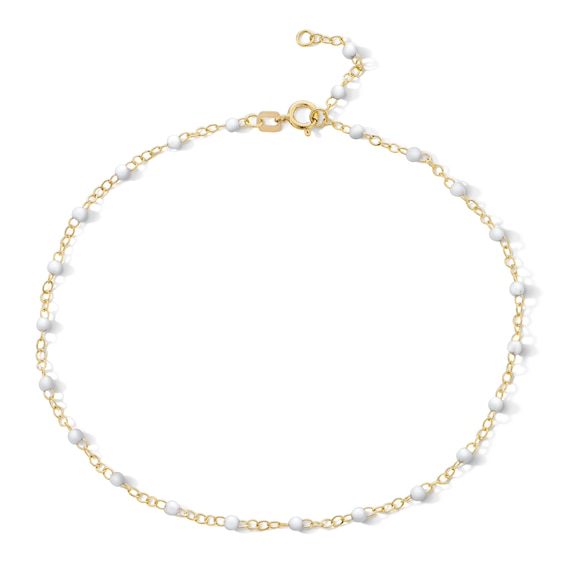 10K Solid Gold Enamel Chain Anklet
