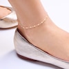 Thumbnail Image 2 of 10K Solid Gold White Enamel Chain Anklet - 10"