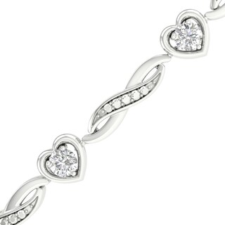 Sterling Silver 1/6 CT. T.W. Lab-Grown Diamond Heart Bracelet - 7.25"