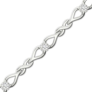 Sterling Silver 1/5 CT. T.W. Lab-Grown Diamond Love Knot Bracelet - 7.25"