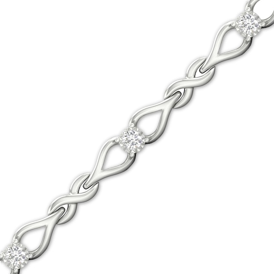Sterling Silver 1/5 CT. T.W. Lab-Grown Diamond Love Knot Bracelet - 7.25"