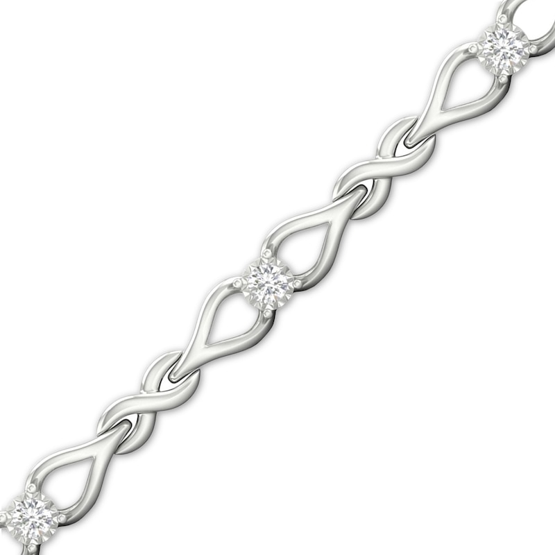 Sterling Silver 1/5 CT. T.W. Lab-Grown Diamond Love Knot Bracelet - 7.25"