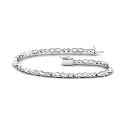 Sterling Silver 1/5 CT. T.W. Lab-Grown Diamond Love Knot Bracelet - 7.25"