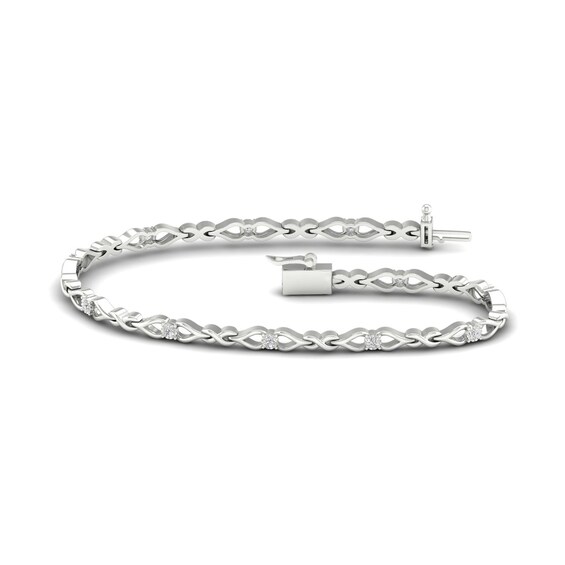 Sterling Silver 1/5 CT. T.W. Lab-Grown Diamond Love Knot Bracelet - 7.25"