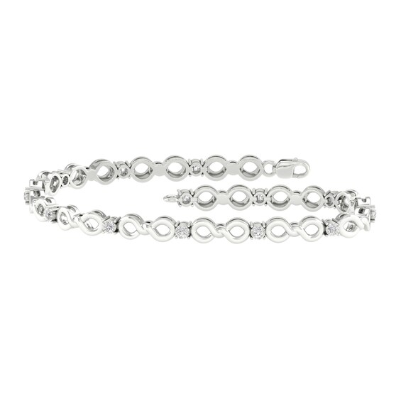 Sterling Silver 1/5 CT. T.W. Lab-Grown Diamond Infinity Bracelet - 7.25"