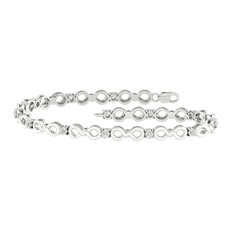 Main Image 2 of Sterling Silver 1/5 CT. T.W. Lab-Grown Diamond Infinity Bracelet - 7.25"