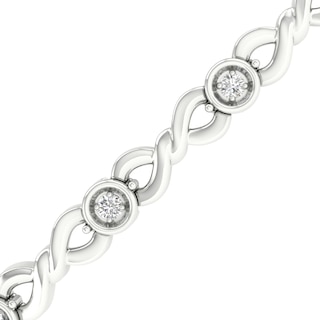Sterling Silver 1/5 CT. T.W. Lab-Grown Diamond Braided Bracelet - 7.25"