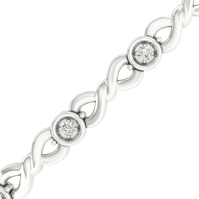Sterling Silver 1/5 CT. T.W. Lab-Grown Diamond Braided Bracelet - 7.25"