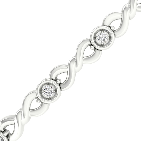 Sterling Silver 1/5 CT. T.W. Lab-Grown Diamond Braided Bracelet - 7.25"