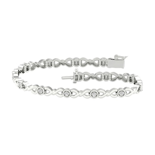Sterling Silver 1/5 CT. T.W. Lab-Grown Diamond Braided Bracelet - 7.25"