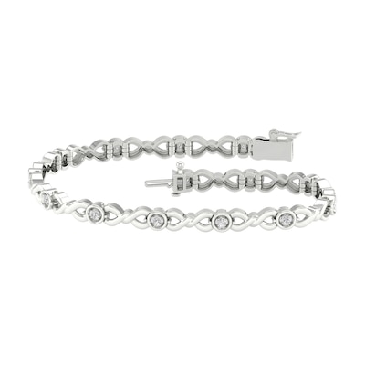 Sterling Silver 1/5 CT. T.W. Lab-Grown Diamond Braided Bracelet - 7.25"