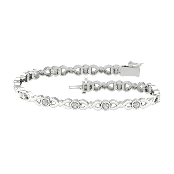 Sterling Silver 1/5 CT. T.W. Lab-Grown Diamond Braided Bracelet - 7.25"