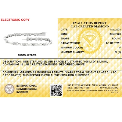 Sterling Silver 1/5 CT. T.W. Lab-Grown Diamond Braided Bracelet - 7.25"