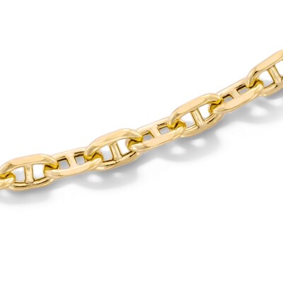 10K Hollow Gold Mariner Chain Anklet - 10"