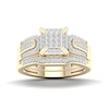 Thumbnail Image 1 of 14K Gold Plated 3/8 CT. T.W. Lab-Grown Diamond Square Ring Set - Size 7