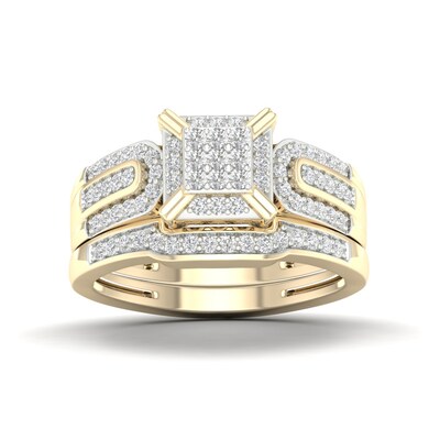 14K Gold Plated 3/8 CT. T.W. Lab-Grown Diamond Square Ring Set - Size 7