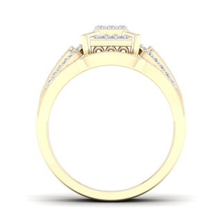 14K Gold Plated 3/8 CT. T.W. Lab-Grown Diamond Square Ring Set - Size 7
